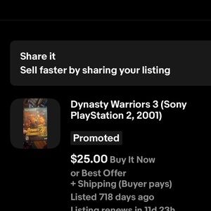 Dynasty Warriors 3 PlayStation 2 Game - Yellow Cover